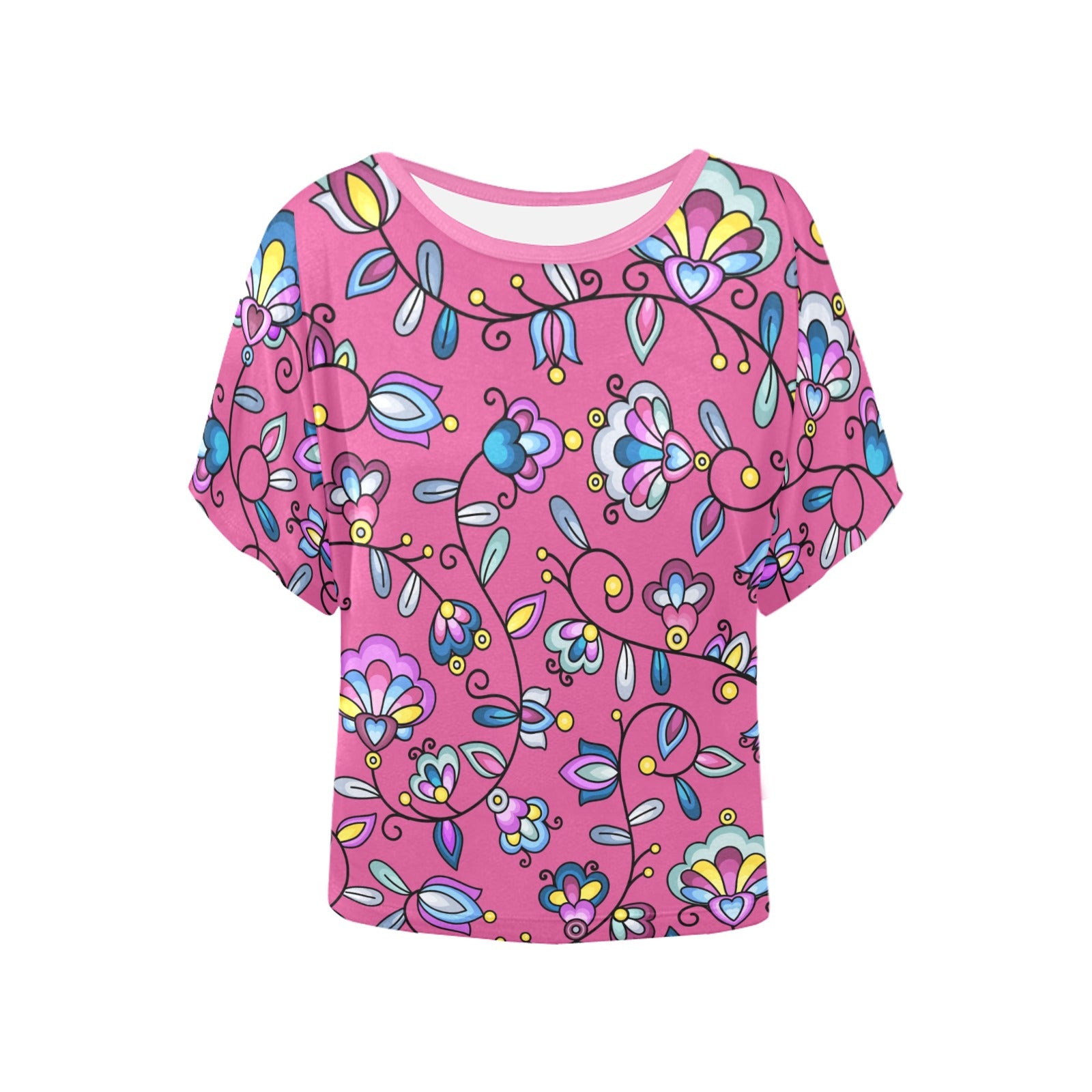 Autumn Bundle Blessing Pink Women's Batwing-Sleeved Blouse T shirt