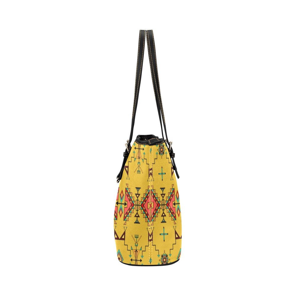 Thunder Flight Yellow Leather Tote Bag/Large