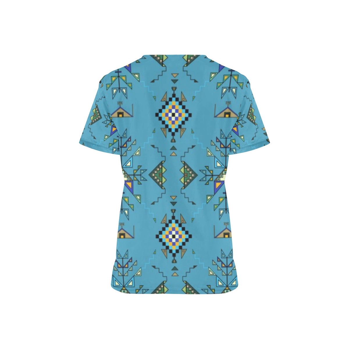 Bear Shield Blue Scrub Top