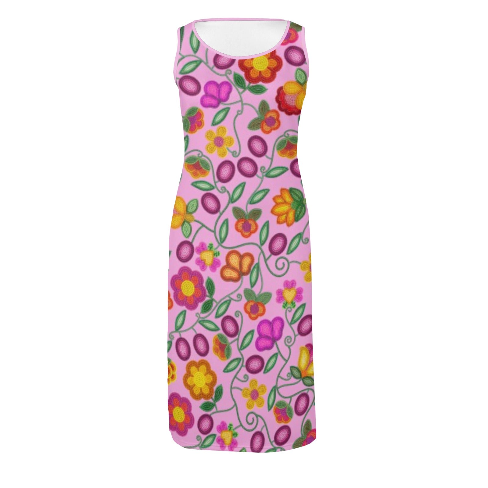Boreal Bounty Pink Phaedra Sleeveless Open Fork Long Dress