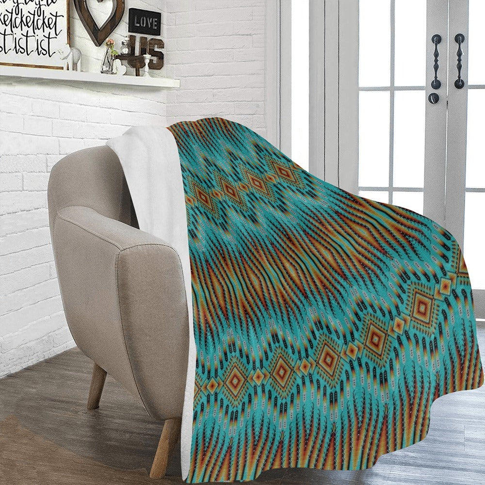 Fire Feather Turquoise Ultra-Soft Micro Fleece Blanket 60"x80"