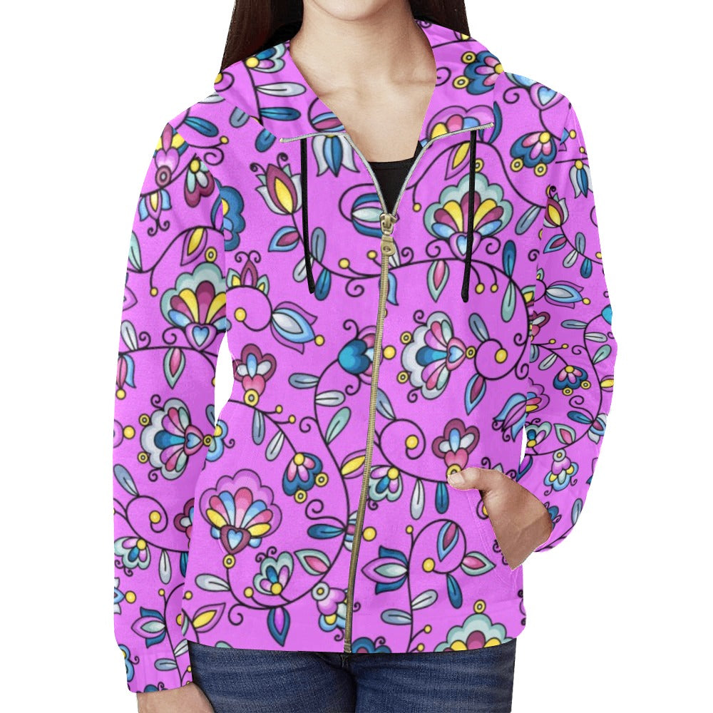 Autumn Bundle Blessing Purple Full Zip Hoodie for Women