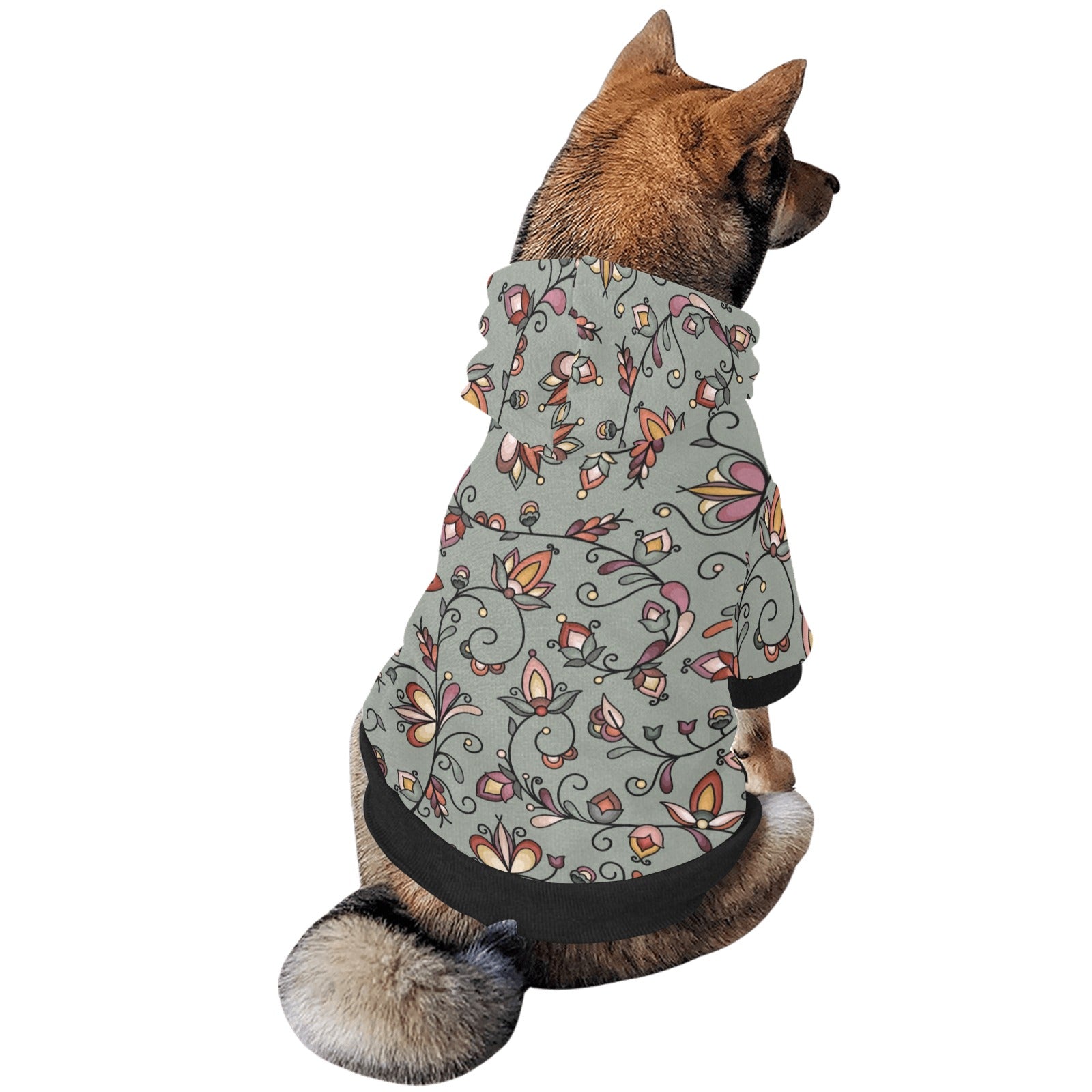 Burnt Sky Petals Green Pet Dog Hoodie