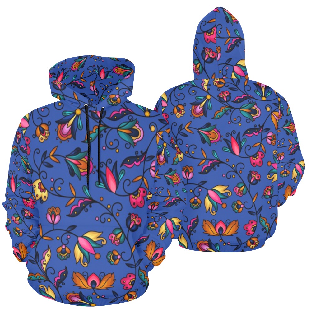 Copper Prairie Petals Blue Hoodie for Men (USA Size)