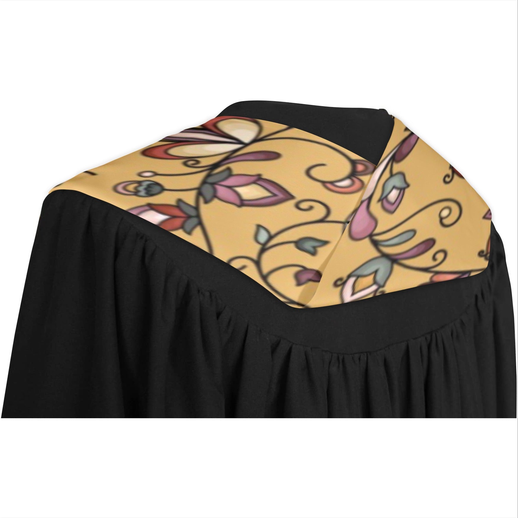 Burnt Sky Petals Gold Graduation Stole