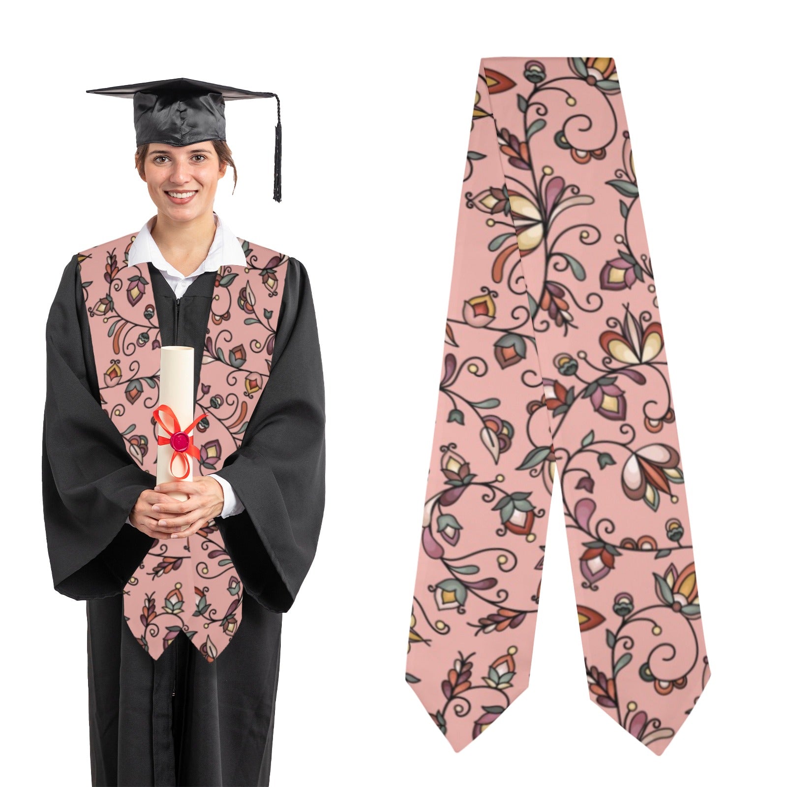 Burnt Sky Petals Peach Graduation Stole