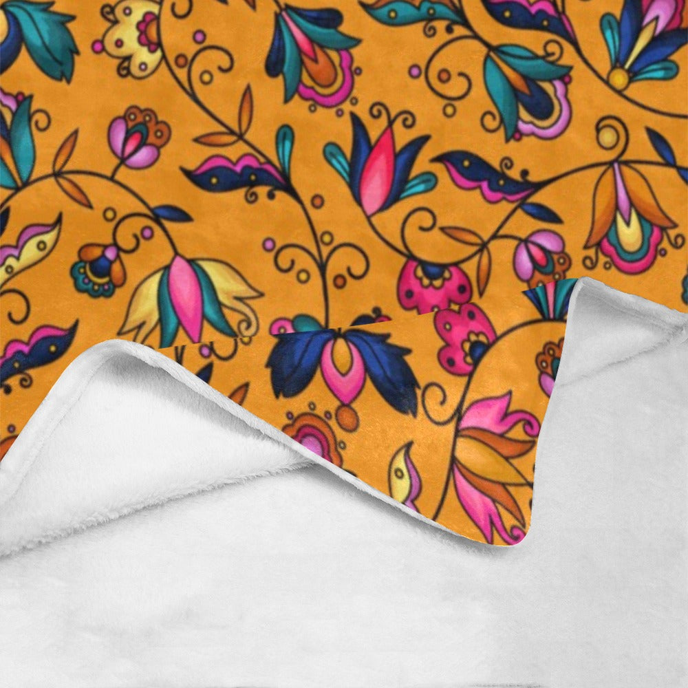 Copper Prairie Petals Orange Ultra-Soft Micro Fleece Blanket 40"x50"
