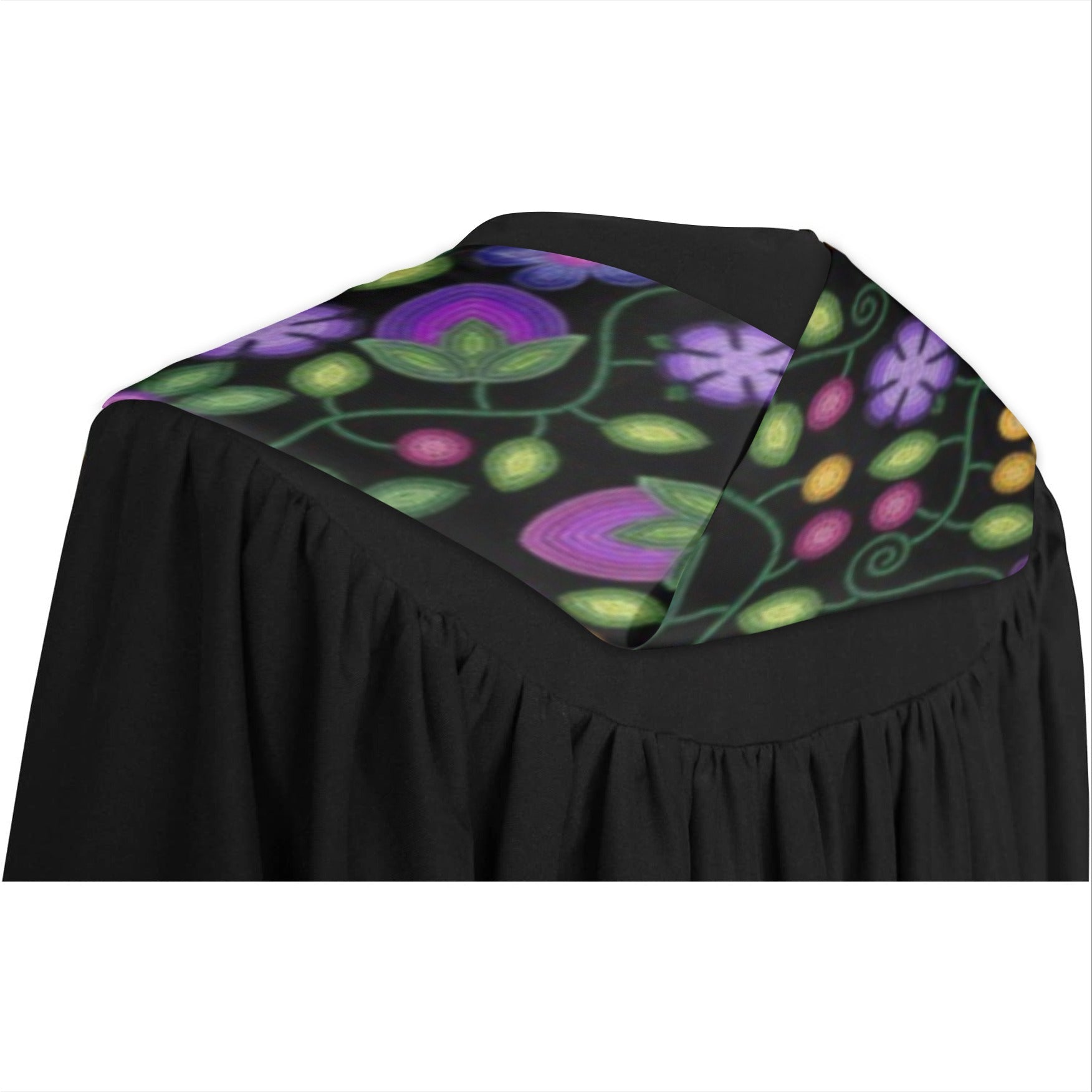 Bloom Uplift Black Graduation Stole