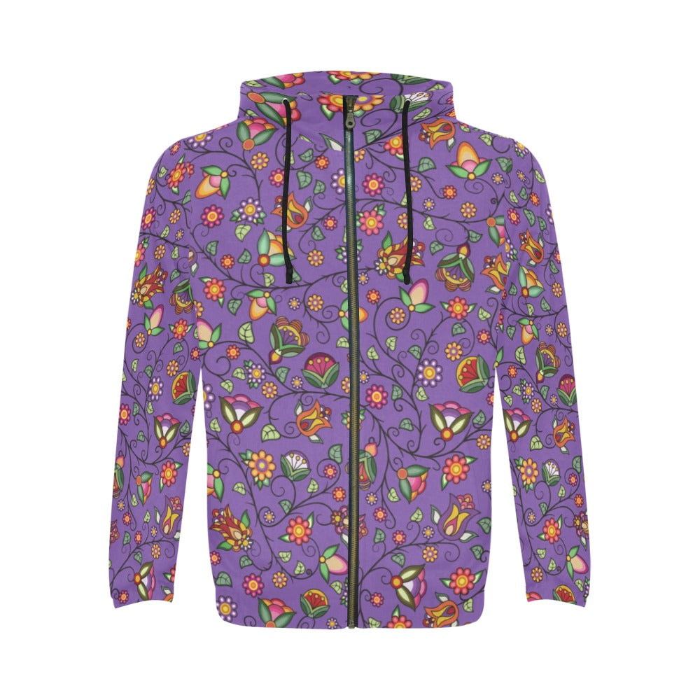 Heartbeat Petals Purple Men's Zipper Hoodie