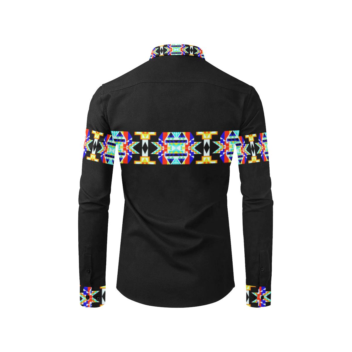 Black Blanket Strip II-1 Men's All Over Print Casual Dress Shirt (Model T61) Men's Dress Shirt (T61) e-joyer