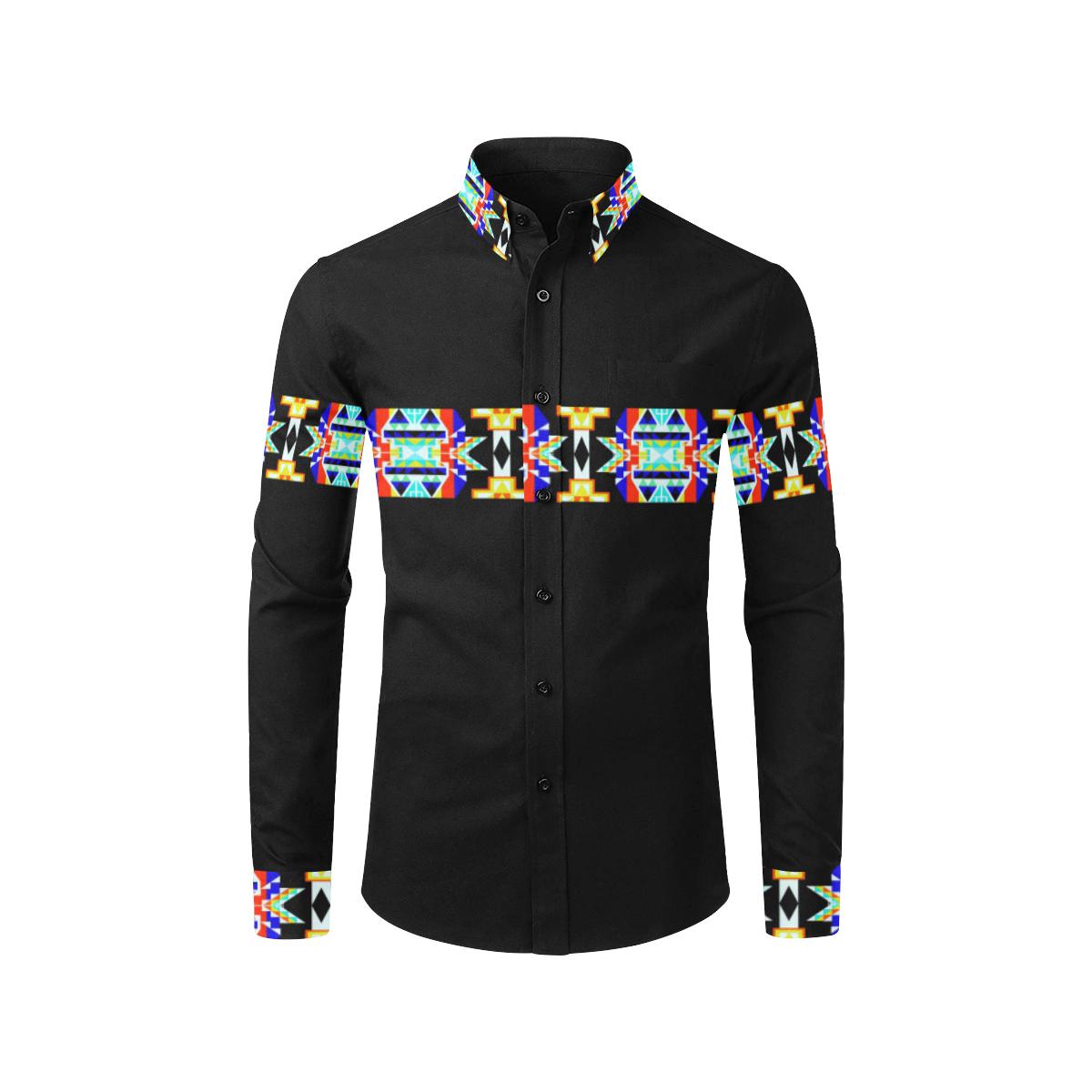 Black Blanket Strip II-1 Men's All Over Print Casual Dress Shirt (Model T61) Men's Dress Shirt (T61) e-joyer