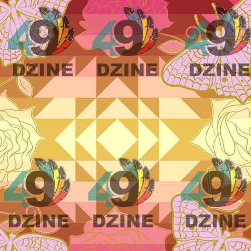 Butterfly and Roses on Geometric 42 Inch Cotton Poplin Pre Order