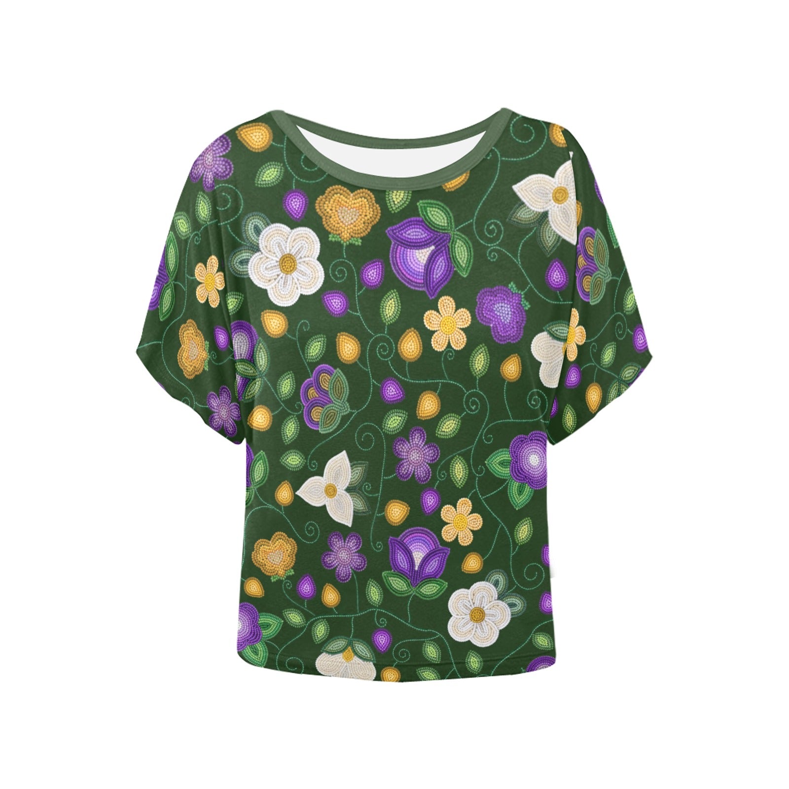 Midnight Moss Bloom Forest Women's Batwing-Sleeved Blouse T-shirt