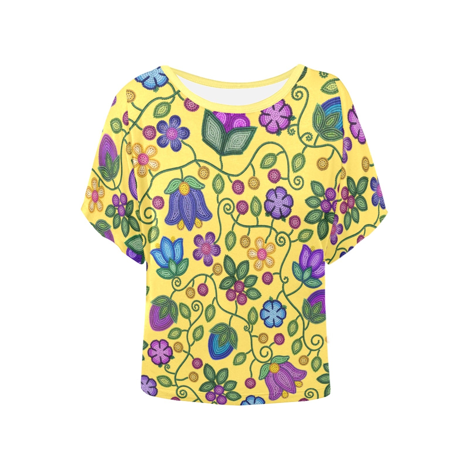 Bloom Uplift Yellow Women's Batwing-Sleeved Blouse T-shirt