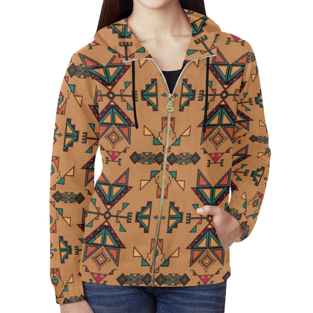 Arrow dawn Brown Full Zip Hoodie for Women