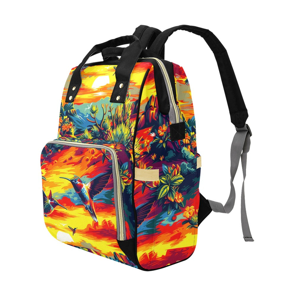 Happy Hummingbirds Multi-Function Diaper Backpack/Diaper Bag
