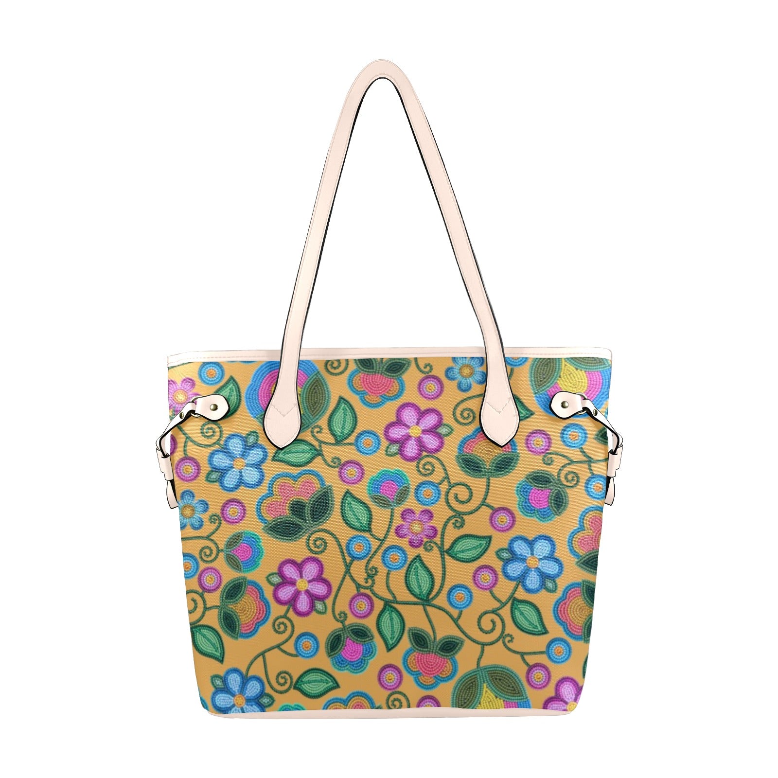 Turquoise Sunbeam Yellow Clover Canvas Tote Bag