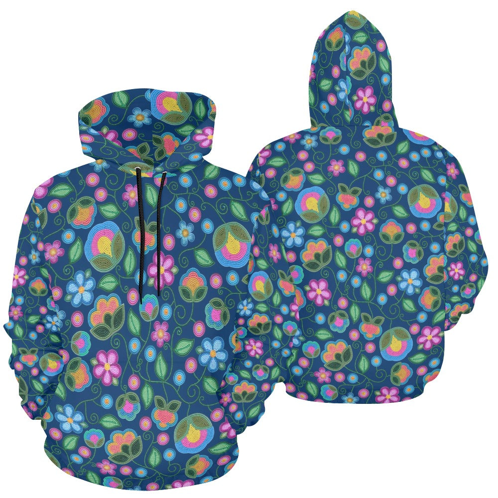 Turquoise Sunbeam Blue All Over Print Hoodie for Women (USA Size)