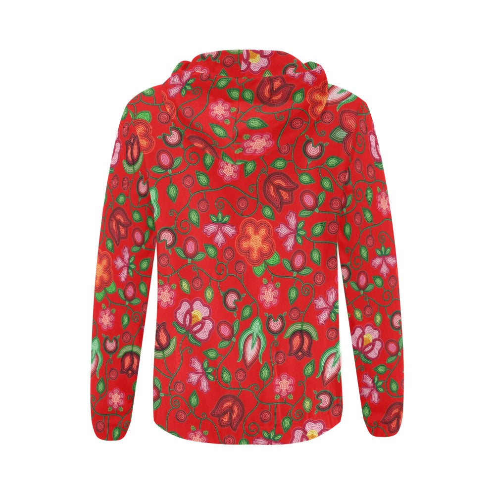 Rose Reverie Red Full Zip Hoodie for Women