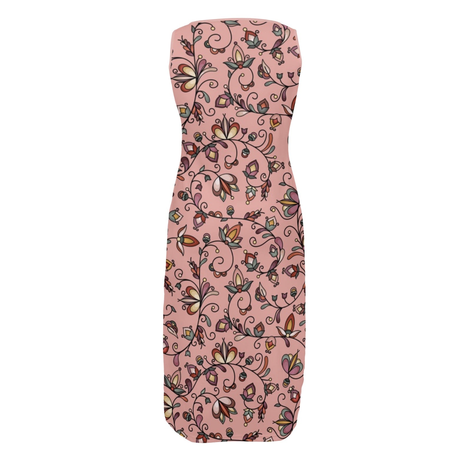 Burnt Sky Petals Peach Phaedra Sleeveless Open Fork Long Dress