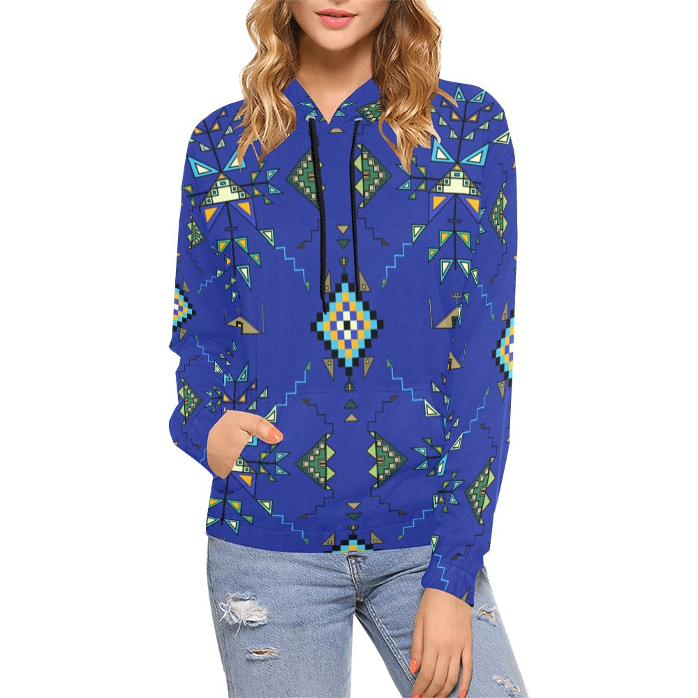 Bear Shield Dark Blue Hoodie for Women (USA Size)