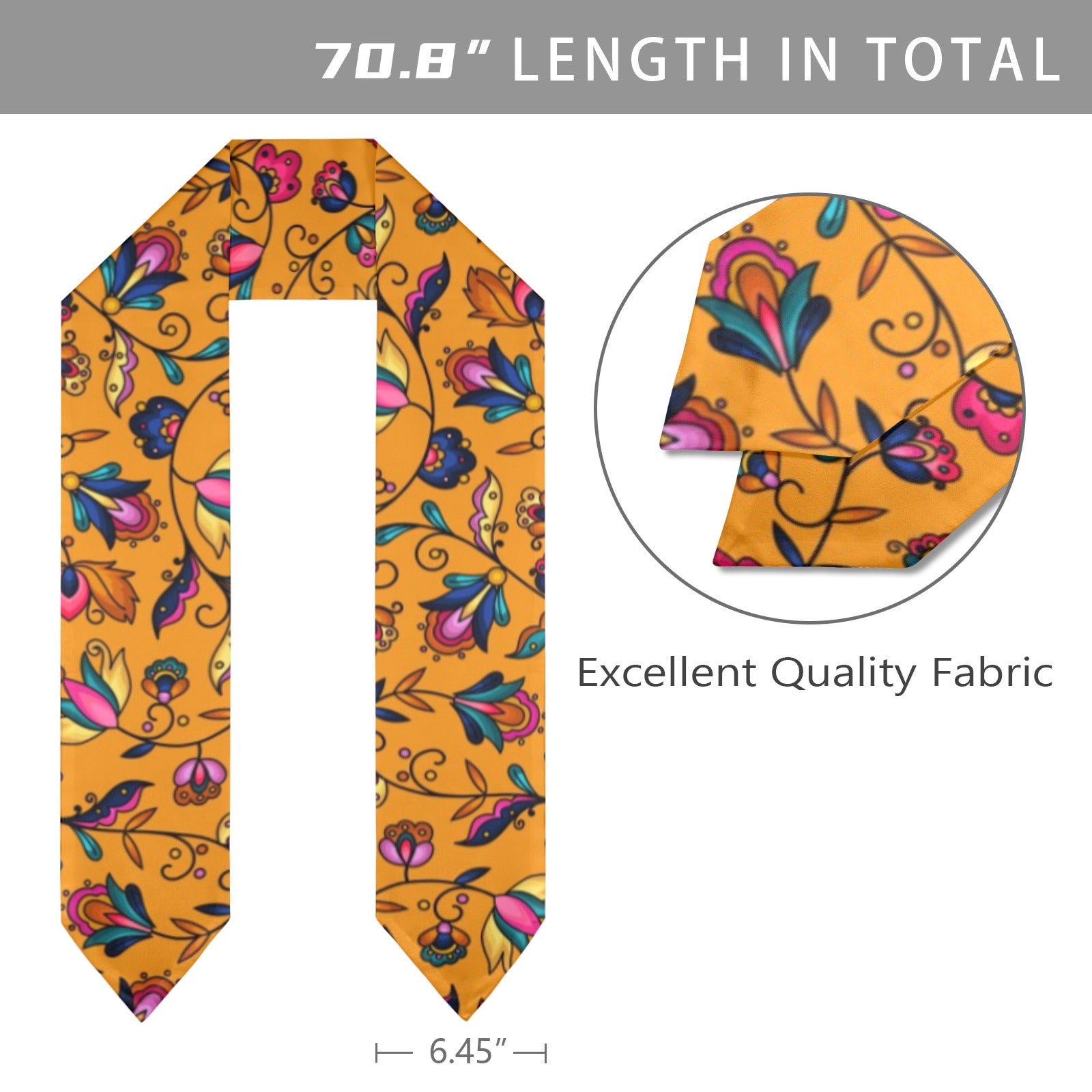 Copper Prairie Petals Orange Graduation Stole