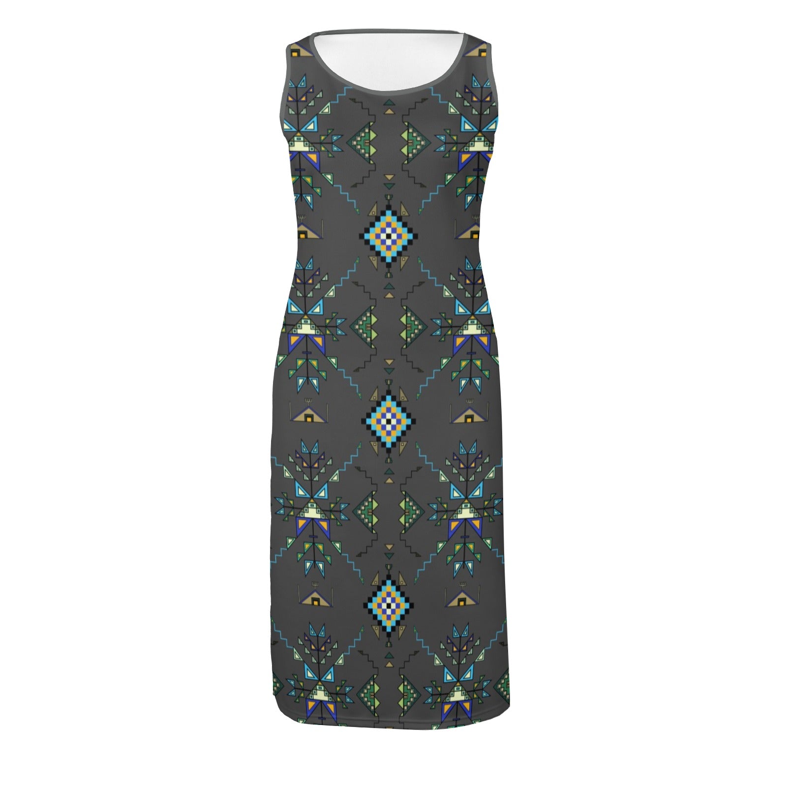 Bear Shield Gray Phaedra Sleeveless Open Fork Long Dress
