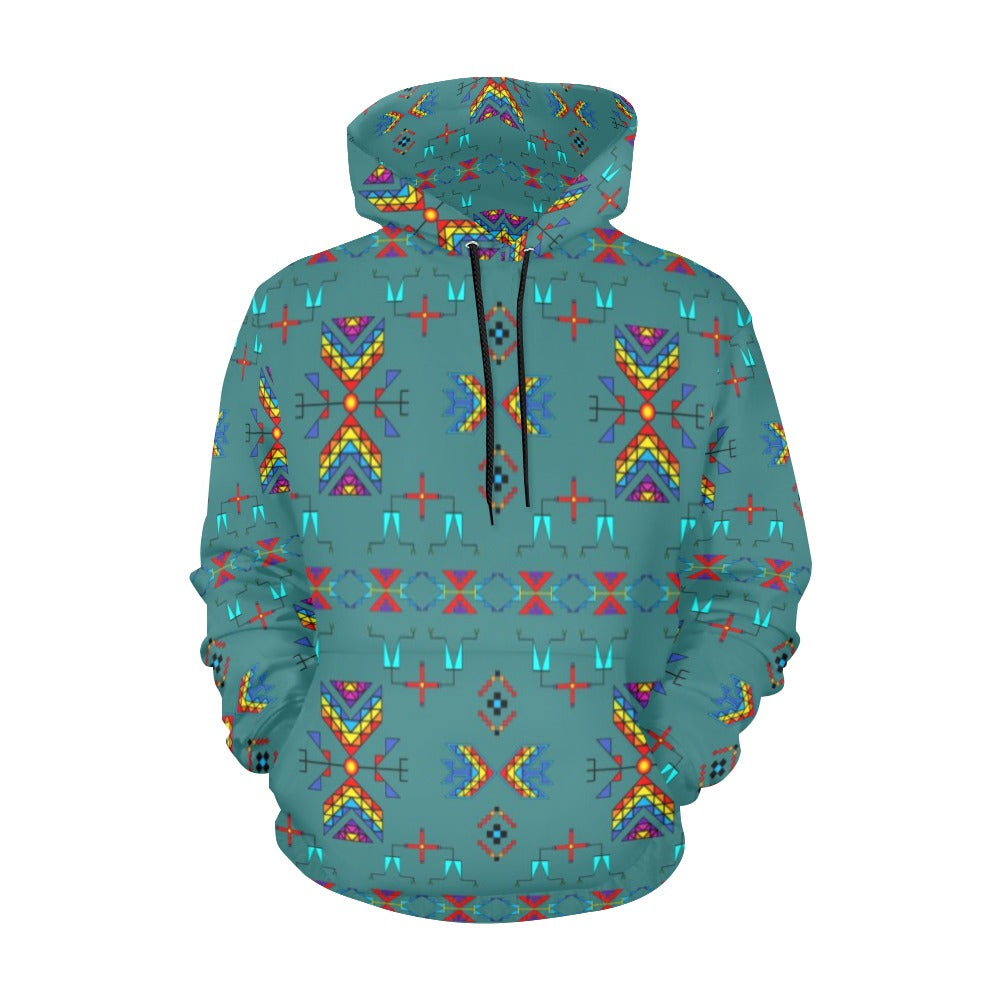 Rainy Chief Rainbow Teal Sky Hoodie for Men (USA Size)