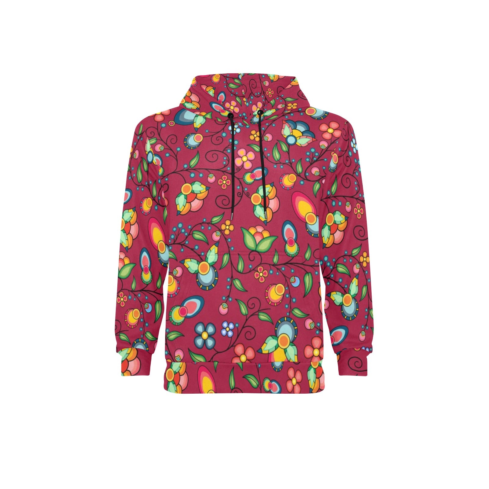 Floral Bounty Magenta Men's Long Sleeve Fleece Hoodie