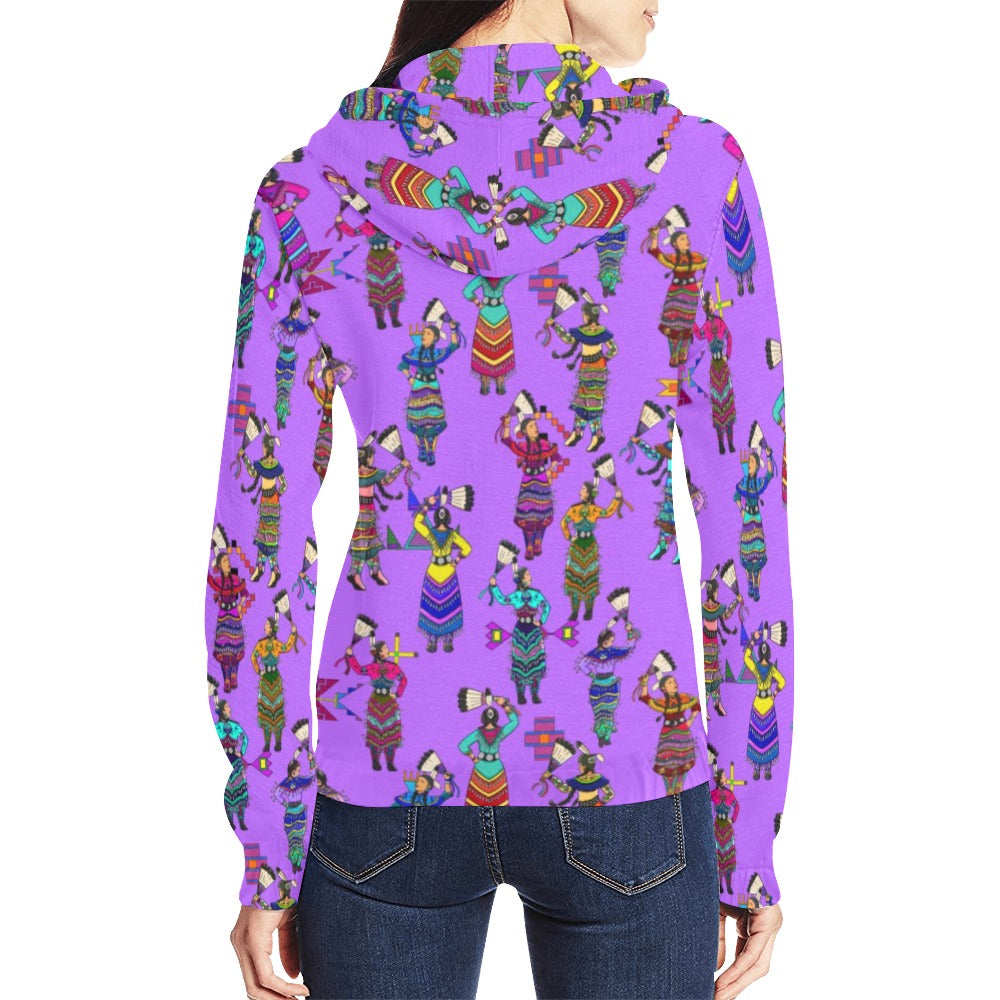 Women's Jingle Dancers Purple Full Zip Hoodie for Women
