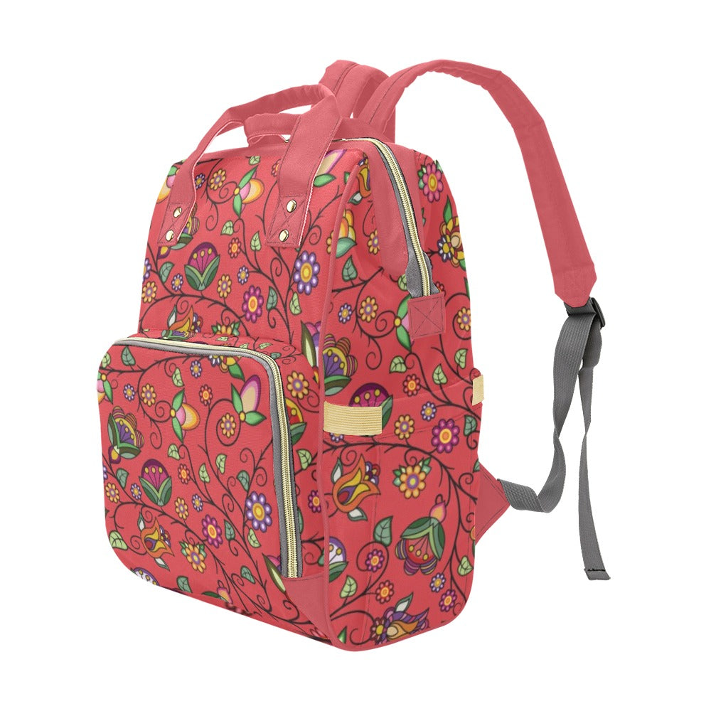 Heartbeat Petals Red Multi-Function Diaper Backpack/Diaper Bag