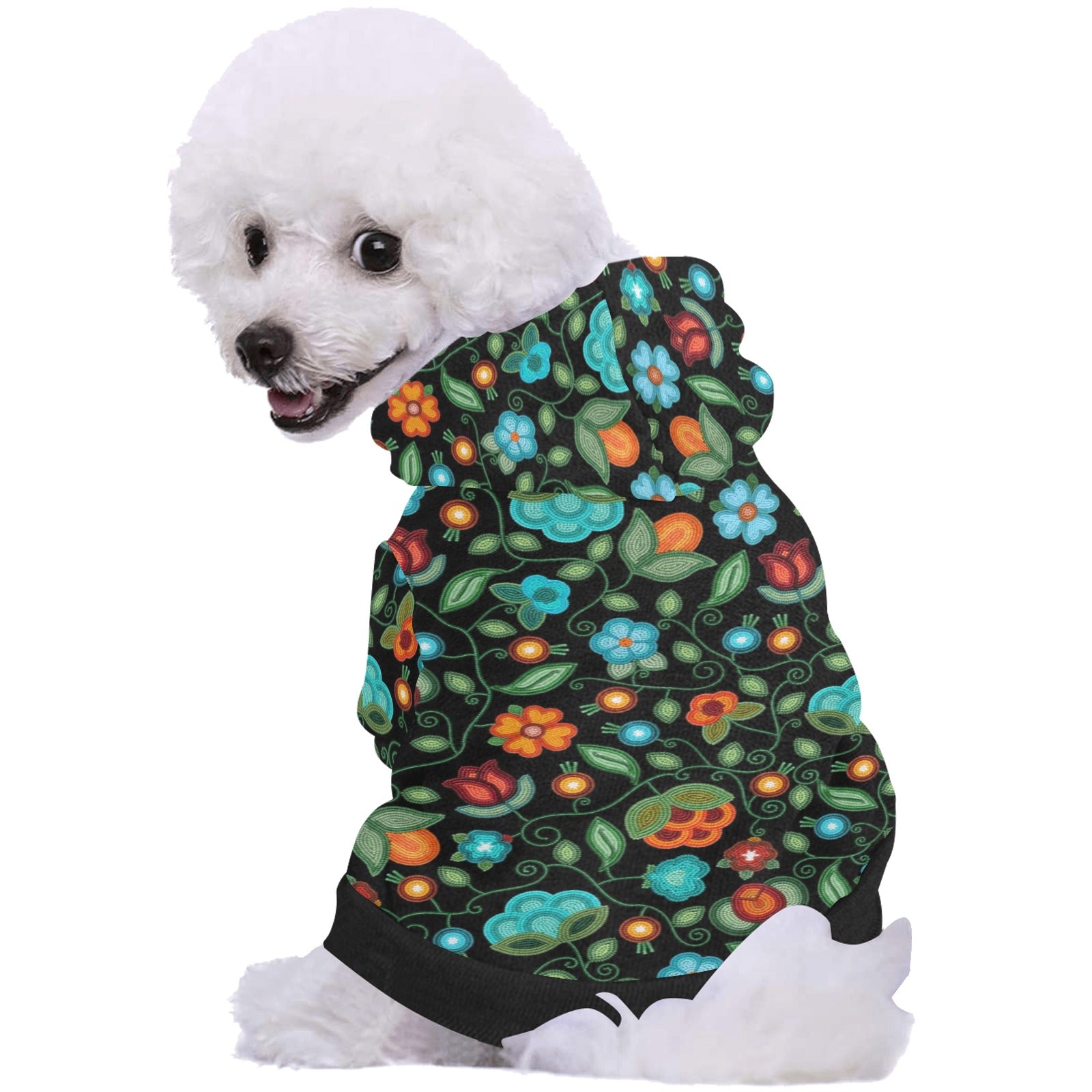 Prairie Fire Petals Black Pet Dog Hoodie