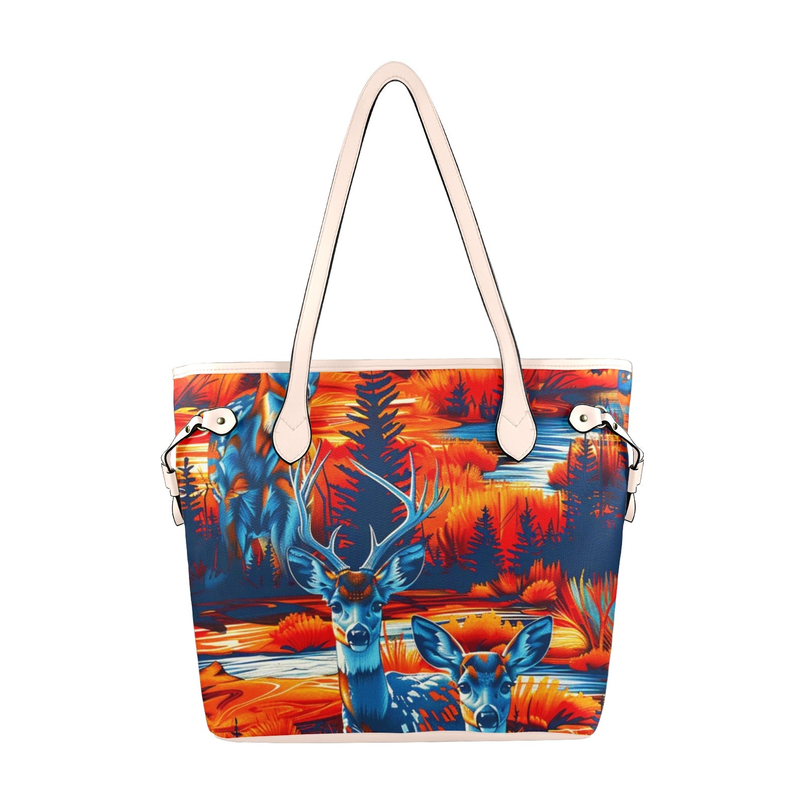 Deer Family Clover Canvas Tote Bag