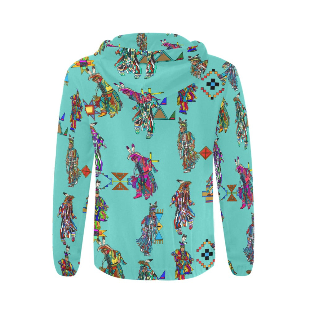Men's Grass Dancers Eggshell Blue Men's Zipper Hoodie