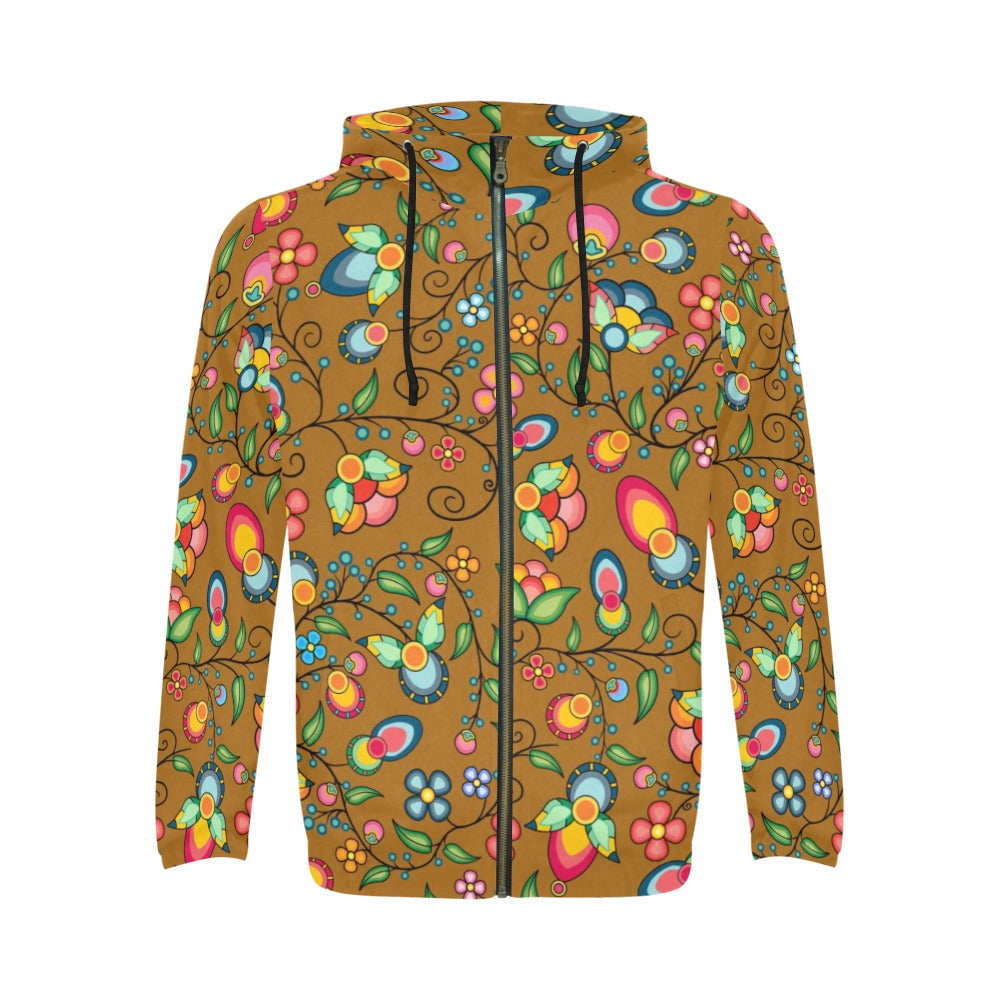 Floral Bounty Fall Leaves Men's Zipper Hoodie