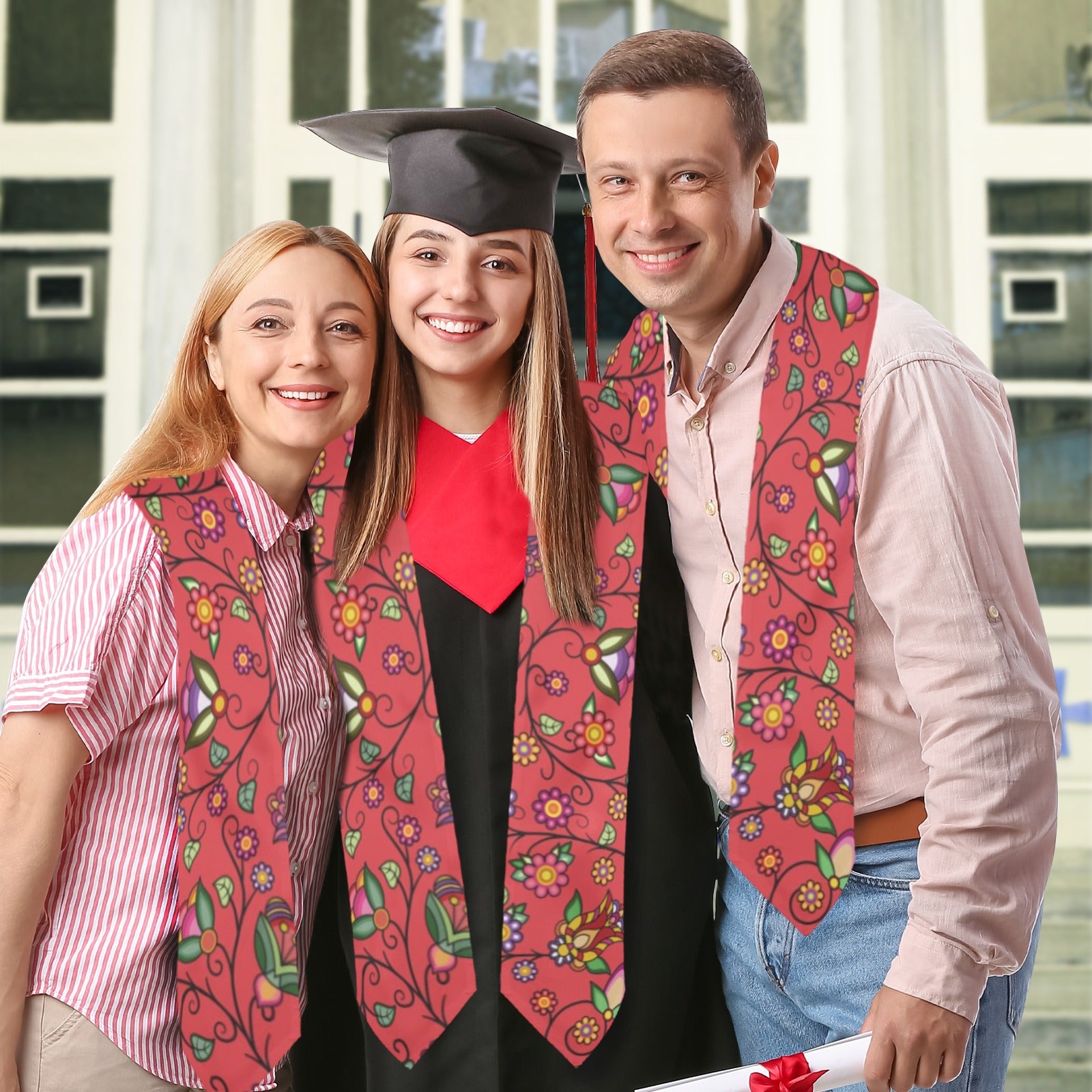 Heartbeat Petals Red Graduation Stole
