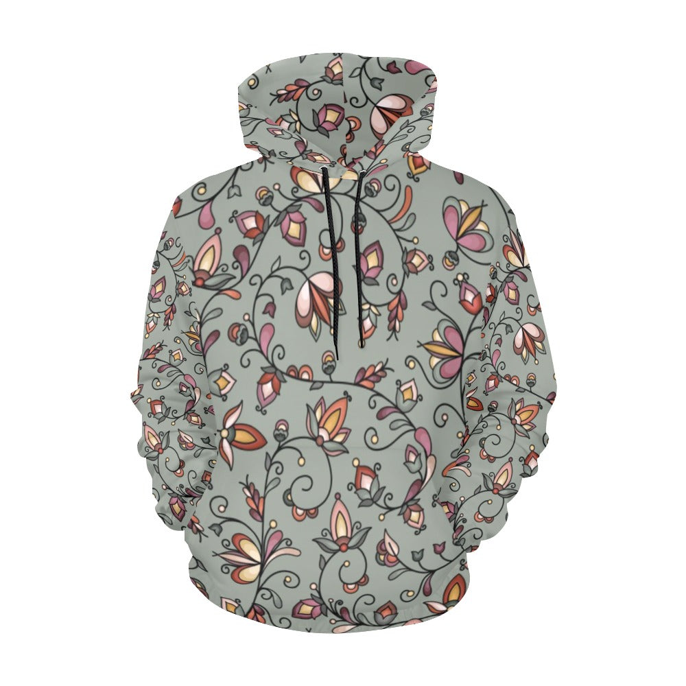 Burnt Sky Petals Green Hoodie for Women (USA Size)