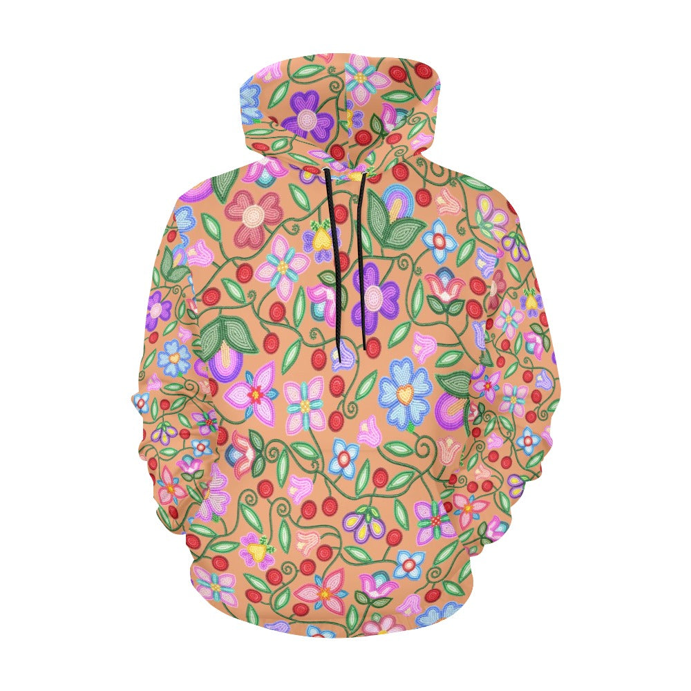 Petal Harmony Terracotta All Over Print Hoodie for Women (USA Size)