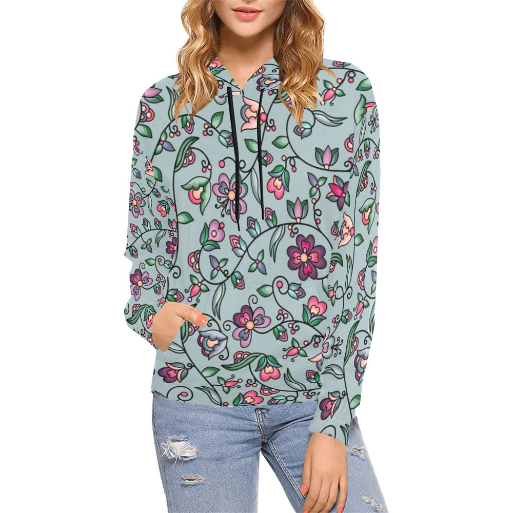 Amber Evening Garland Turquoise Hoodie for Women (USA Size)