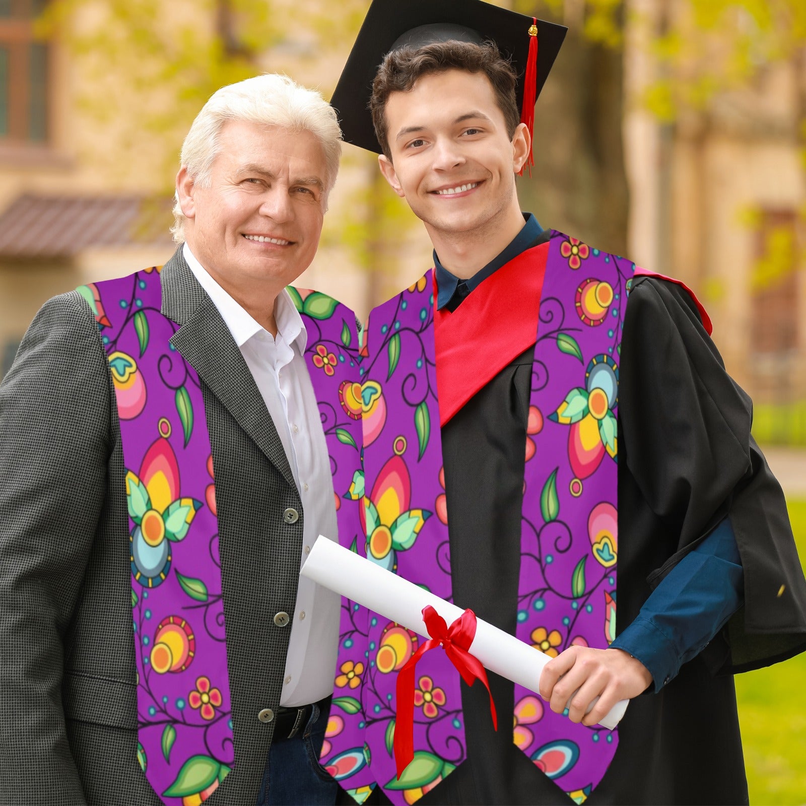Floral Bounty Purple Graduation Stole