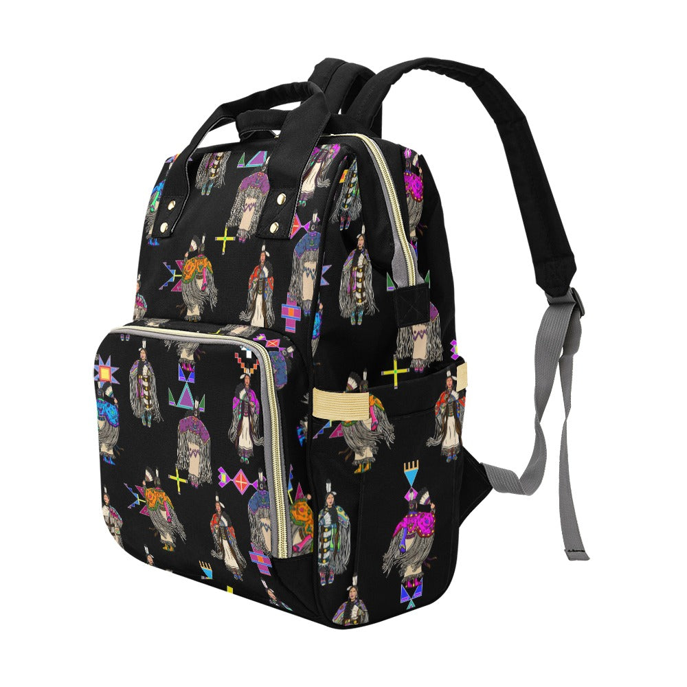 Women's Tradish Dancers Black Multi-Function Diaper Backpack/Diaper Bag