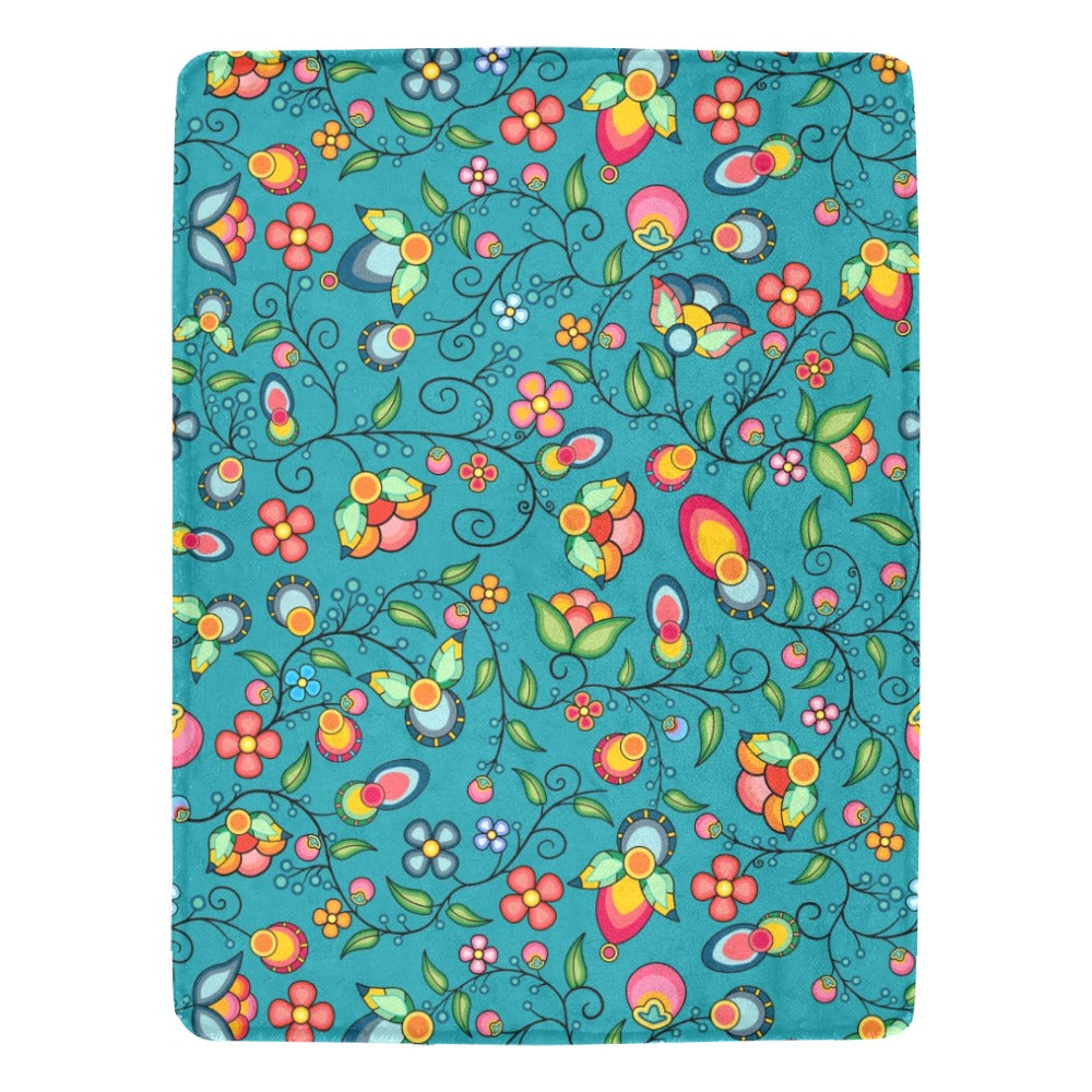 Floral Bounty Teal Ultra-Soft Micro Fleece Blanket 60"x80"