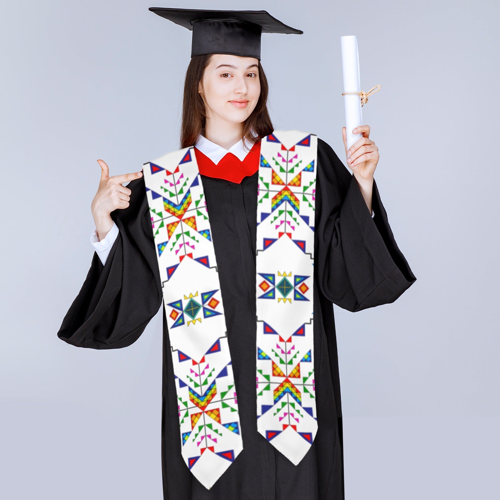Buffalo Jump White Graduation Stole