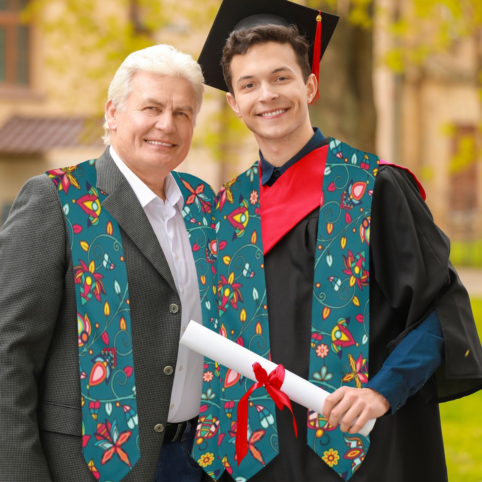 Thorny Path Teal Graduation Stole