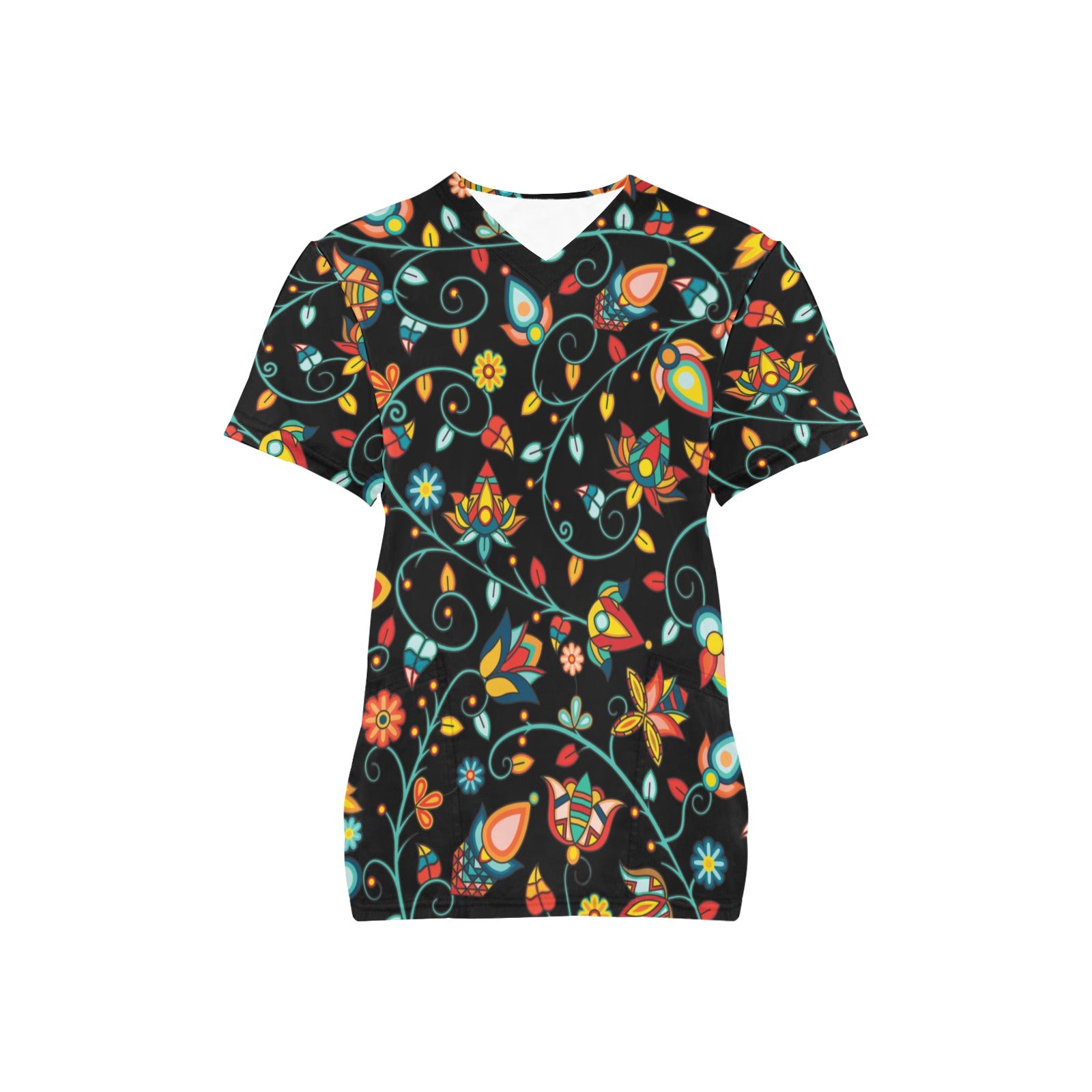 Thorny Path Black Scrub Top