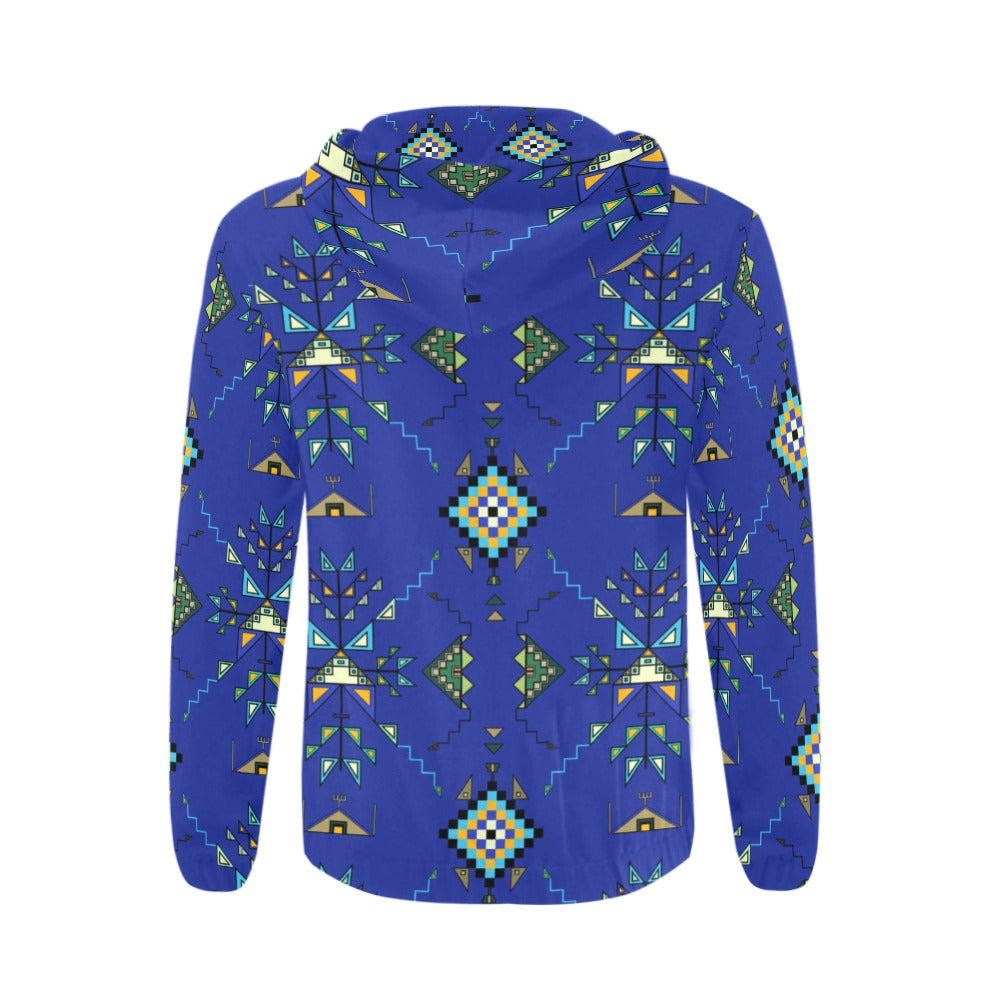 Bear Shield Dark Blue Men's Zipper Hoodie