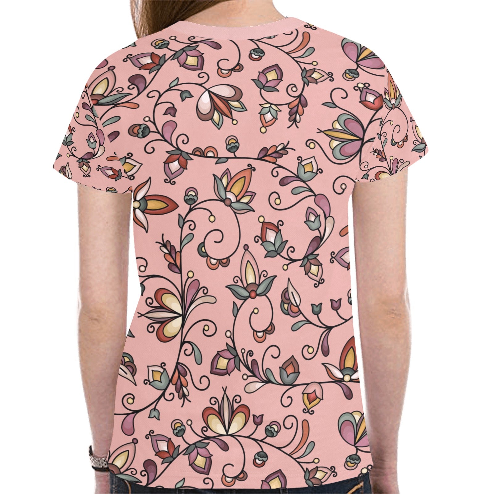 Burnt Sky Petals Peach T-shirt for Women