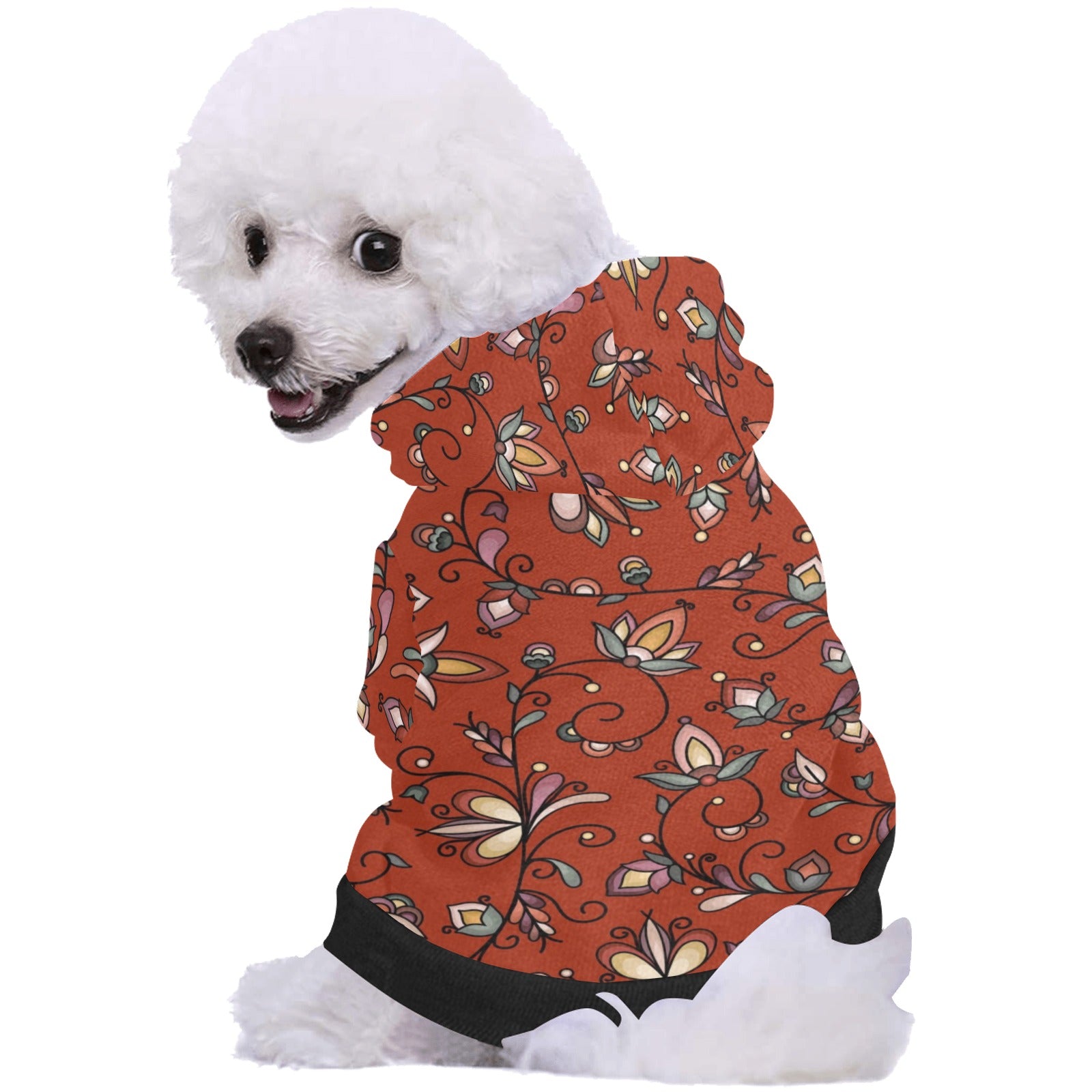 Burnt Sky Petals Red Pet Dog Hoodie