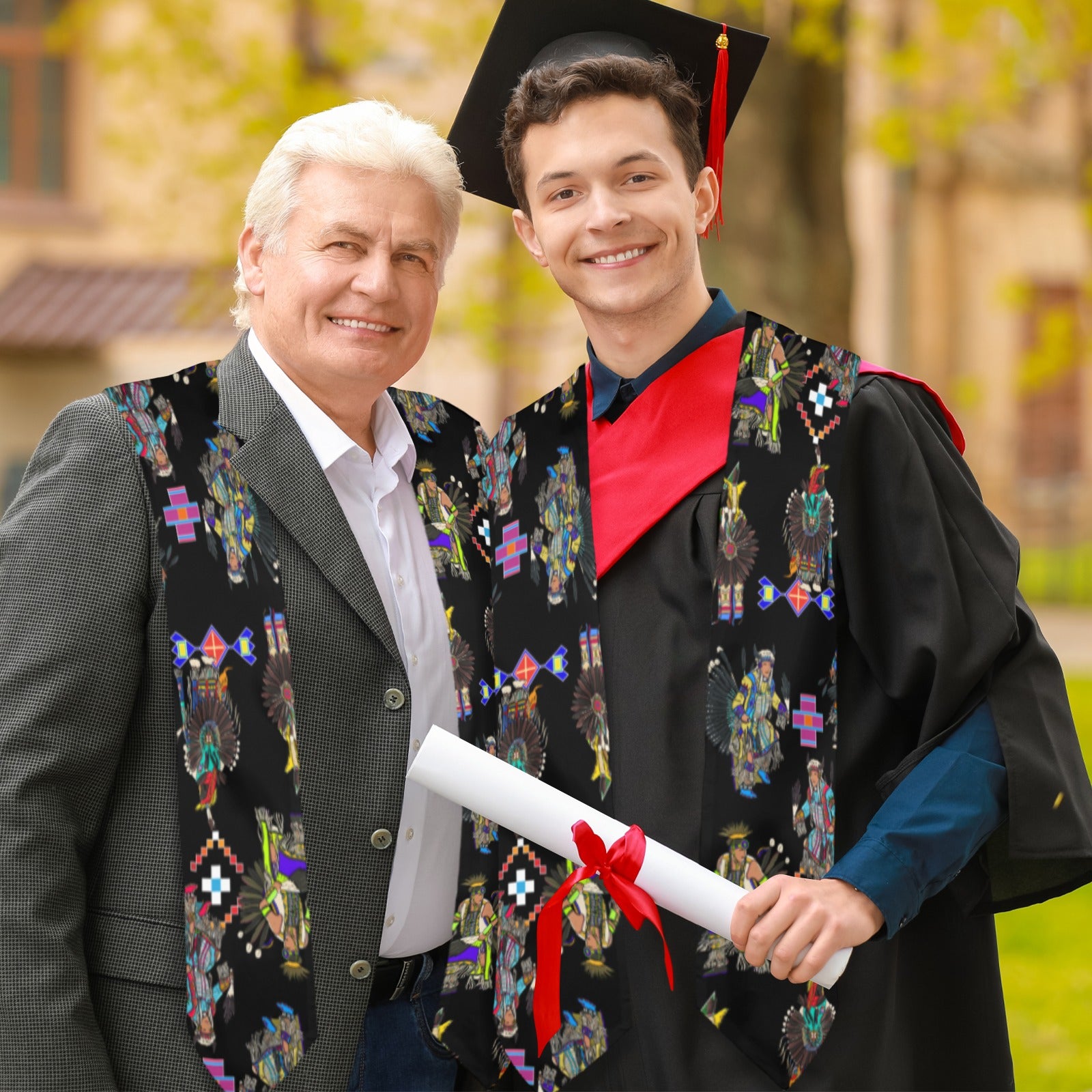 Men's Tradish Dancers Black Graduation Stole