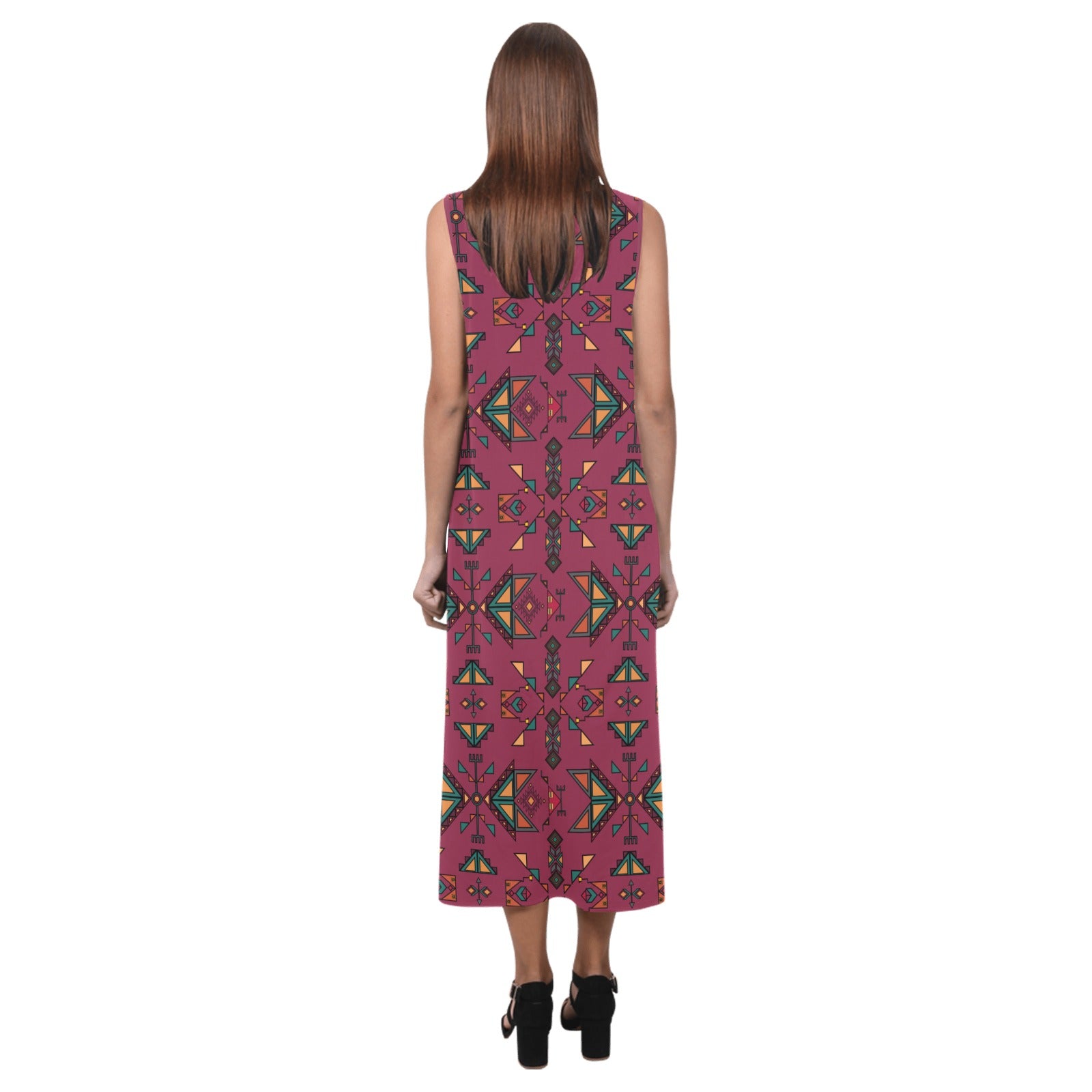 Arrow Dawn Maroon Phaedra Sleeveless Open Fork Long Dress